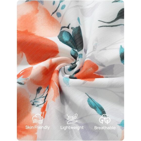 Women's Floral Print Blouse Polyester Long Sleeve Casual Fall Boho Oversized Top - Picture 6 of 6